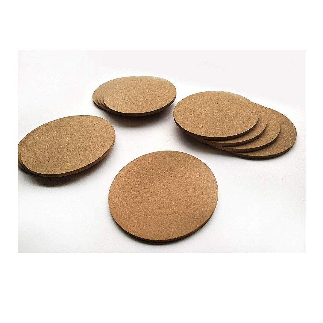 Round MDF Coasters 5mm | Pack of 2 Sheets | 6 inch diameter