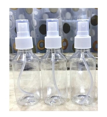 100 ml Empty Plastic Transparent Refillable Fine Mist Spray Bottle, Set of 3 Pieces, White
