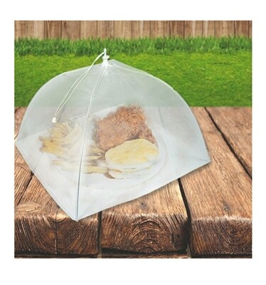 Food Cover Tent Umbrella Pop-Up Mosquito Protection Mesh Screen, 16 Inch White Reusable and Collapsible Outdoor Picnic BBQ Food Covers Net for Flies, Bugs &amp; Mosquitoes, 1Piece