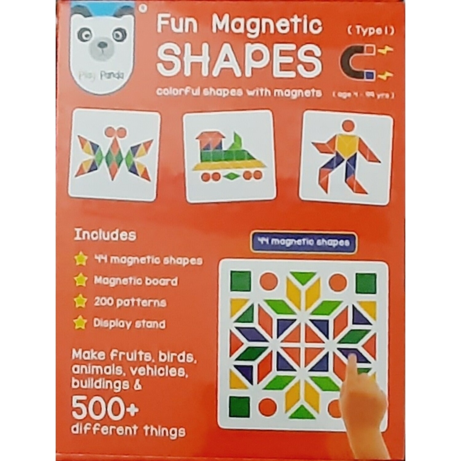 Fun Magnetic Shapes (Junior) : Type 1 with 44 Magnetic Shapes, 200 Pattern Book, Magnetic Board and Display Stand