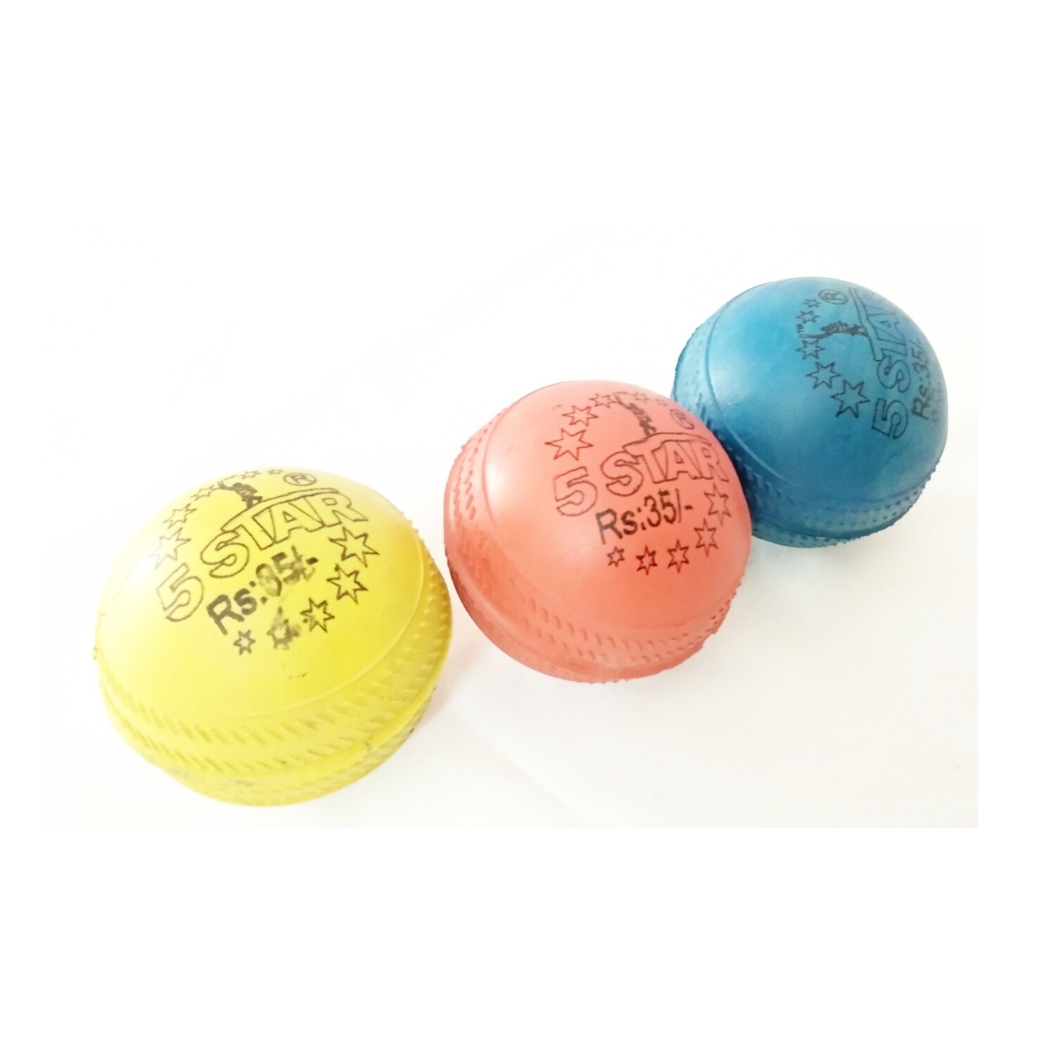 5 Star Soft Balls With Tough Grip Rubber Ball/Heavy Cricket Wind Ball (Multicolour) - Pack Of 4