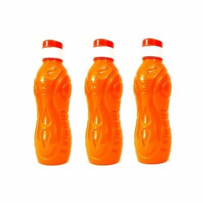 Indus Plastic Fridge Bottle Set With Flip Lid - 3 Pieces (Orange)
