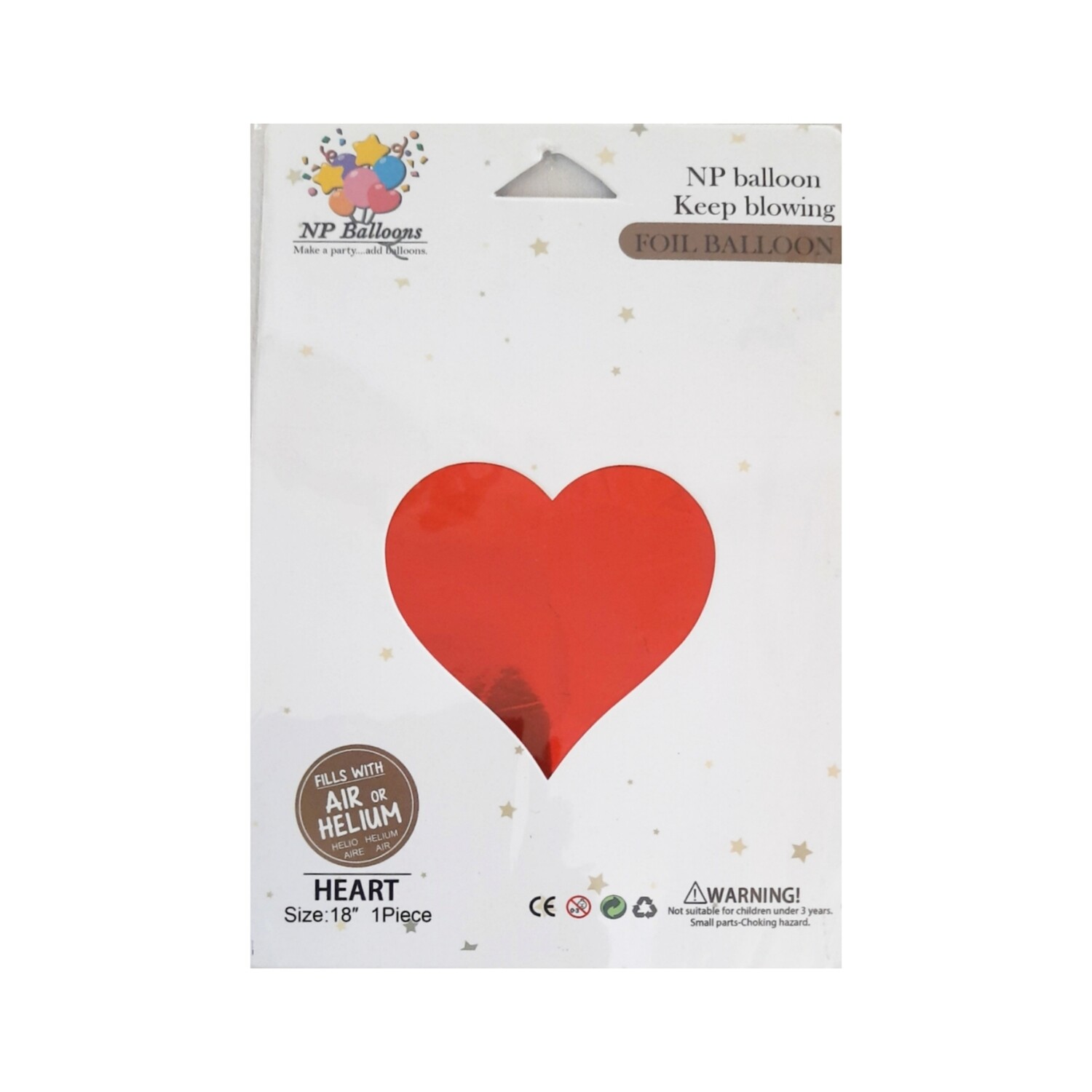 18 Inch Heart Shape Red Foil Balloon (Fills With Air or Helium)