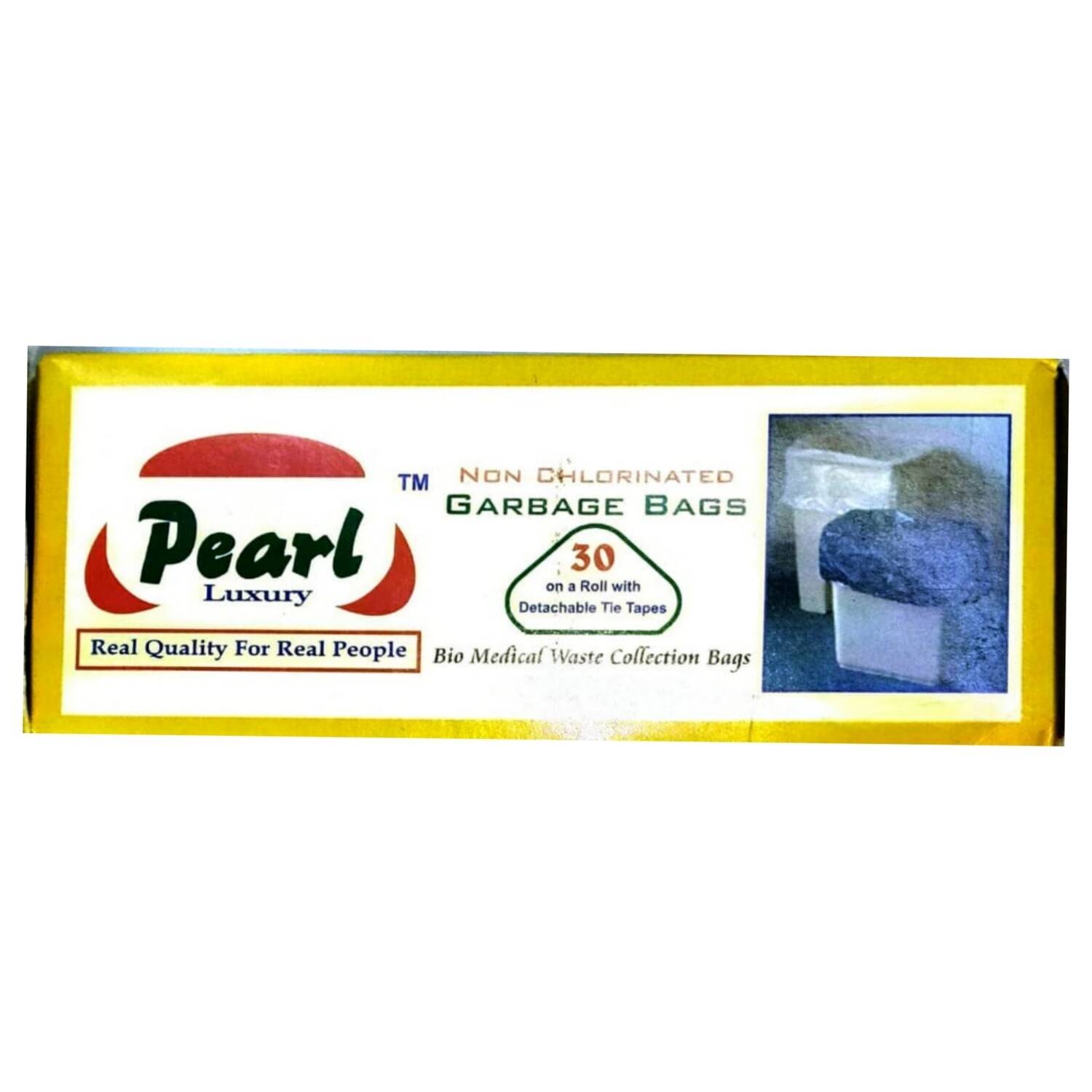 Pearl Non chlorinated Garbage Bags - 30Pcs - with detachable tie ropes - 48cmX54cm