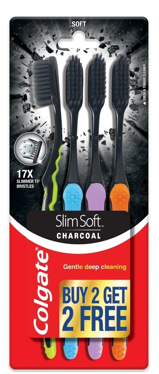 Colgate Slim Soft Charcoal Toothbrush (Buy 2Get 2 Free)