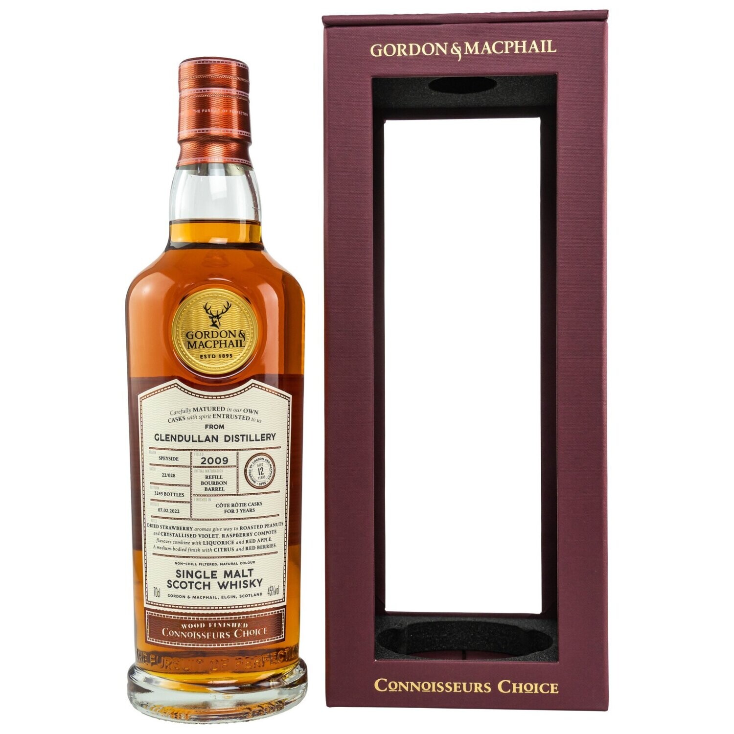 Glendullan - 2009/2022 – Connoisseurs Choice Gordon & MacPhail Speyside Single Malt Scotch Whisky - 12 Jahre - Cote Rotie Wood Finish
