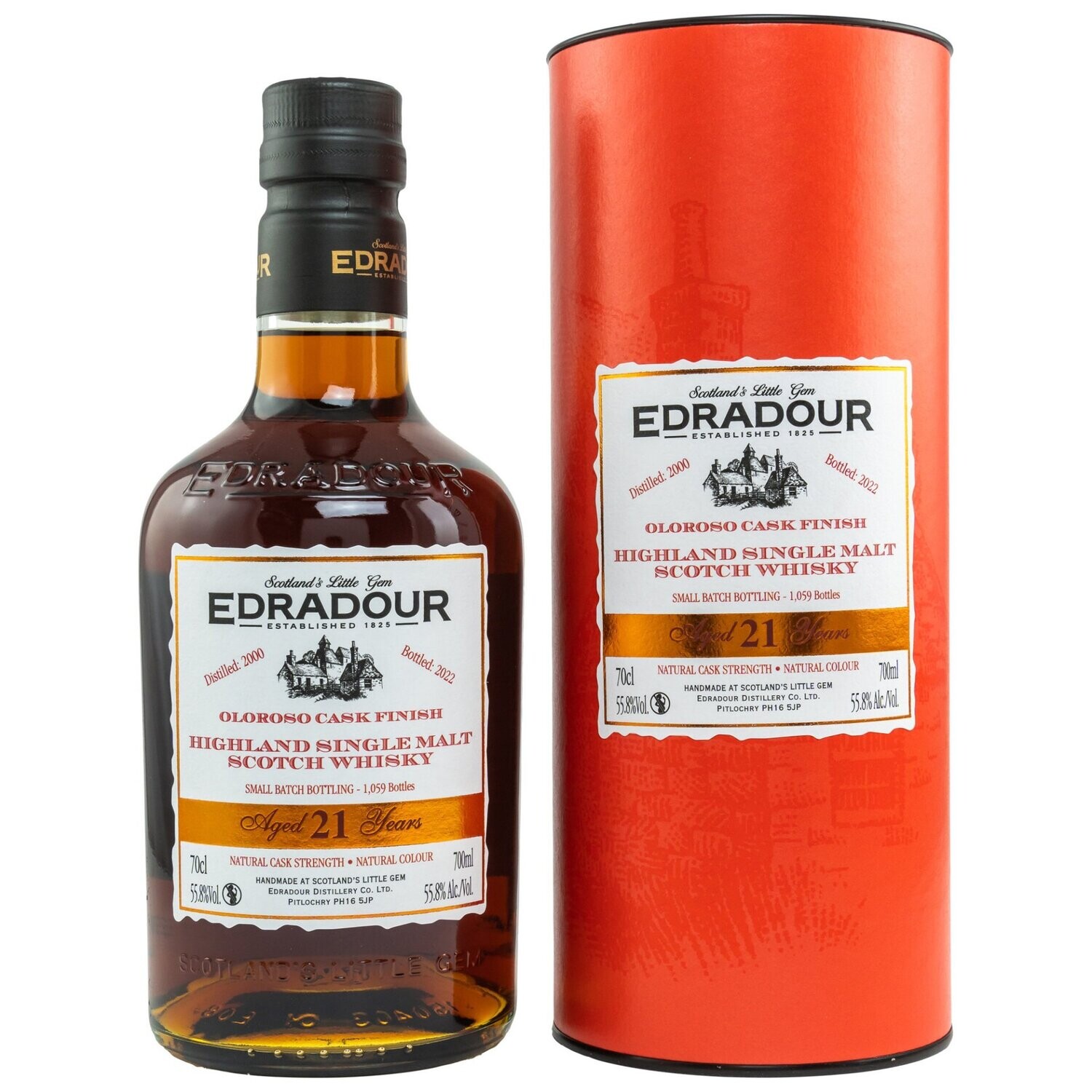 Edradour 2000/2022 - 21 Jahre - Sherry Finish #3154+3155 - 55,8%