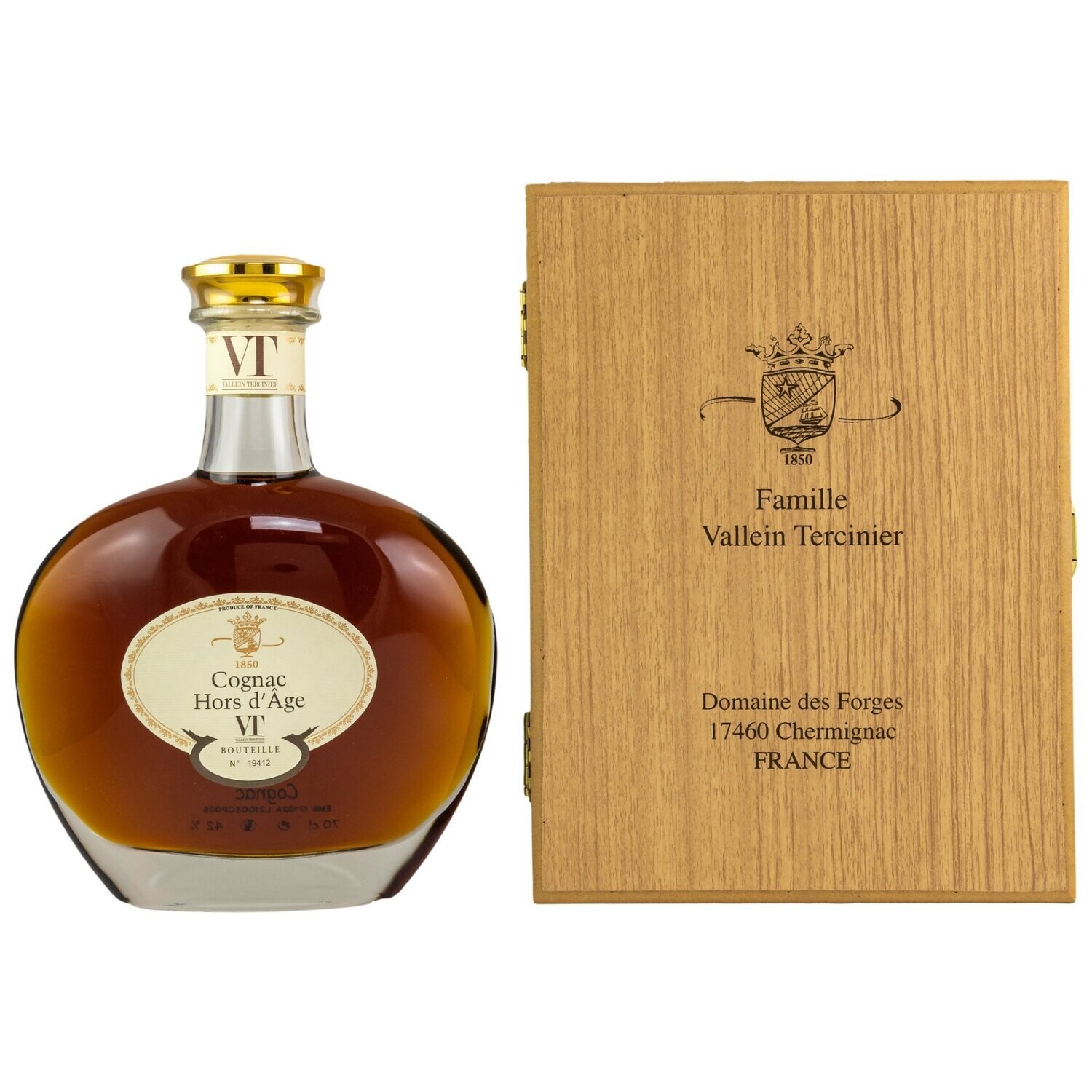 Cognac - Famille Vallein Tercinier - Hors d Age - Helios Carafe - 0,7L -  42% -