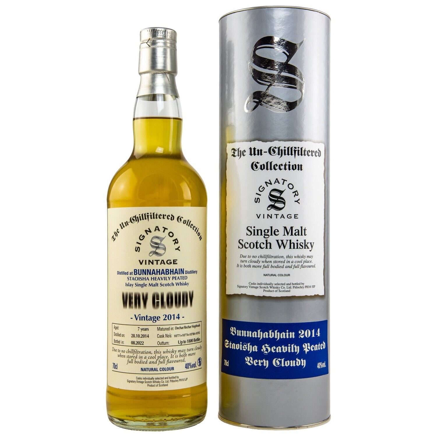 Bunnahabhain Staoisha - 2014/2022 Signatory un-chill Very Cloudy - 40%- #10771+10774+1078+10783