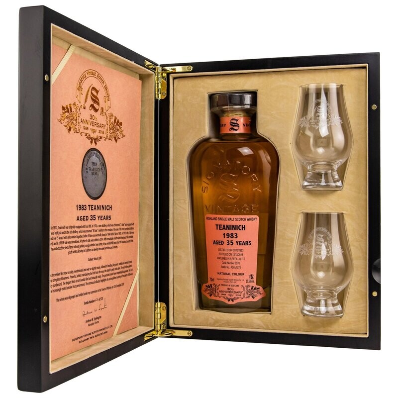 Teaninich - 35 Jahre - 1983/2018 30th Anniversary + 2 Gläser - SV - 57,5% Teaninich - 35 Jahre - 1983/2018 30th Anniversary + 2 Gläser - SV - 57,5%