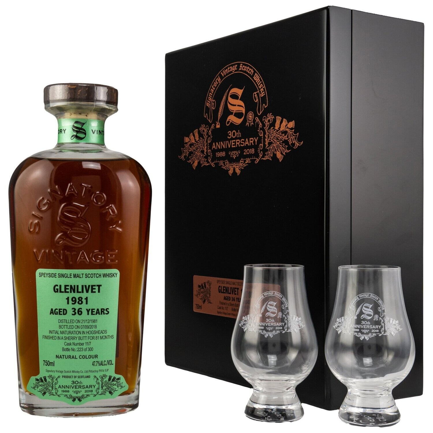 Glenlivet 1981/2018 30th Anniversary + 2 Gläser - 36 Jahre #11/7 - UVP: 919,90€