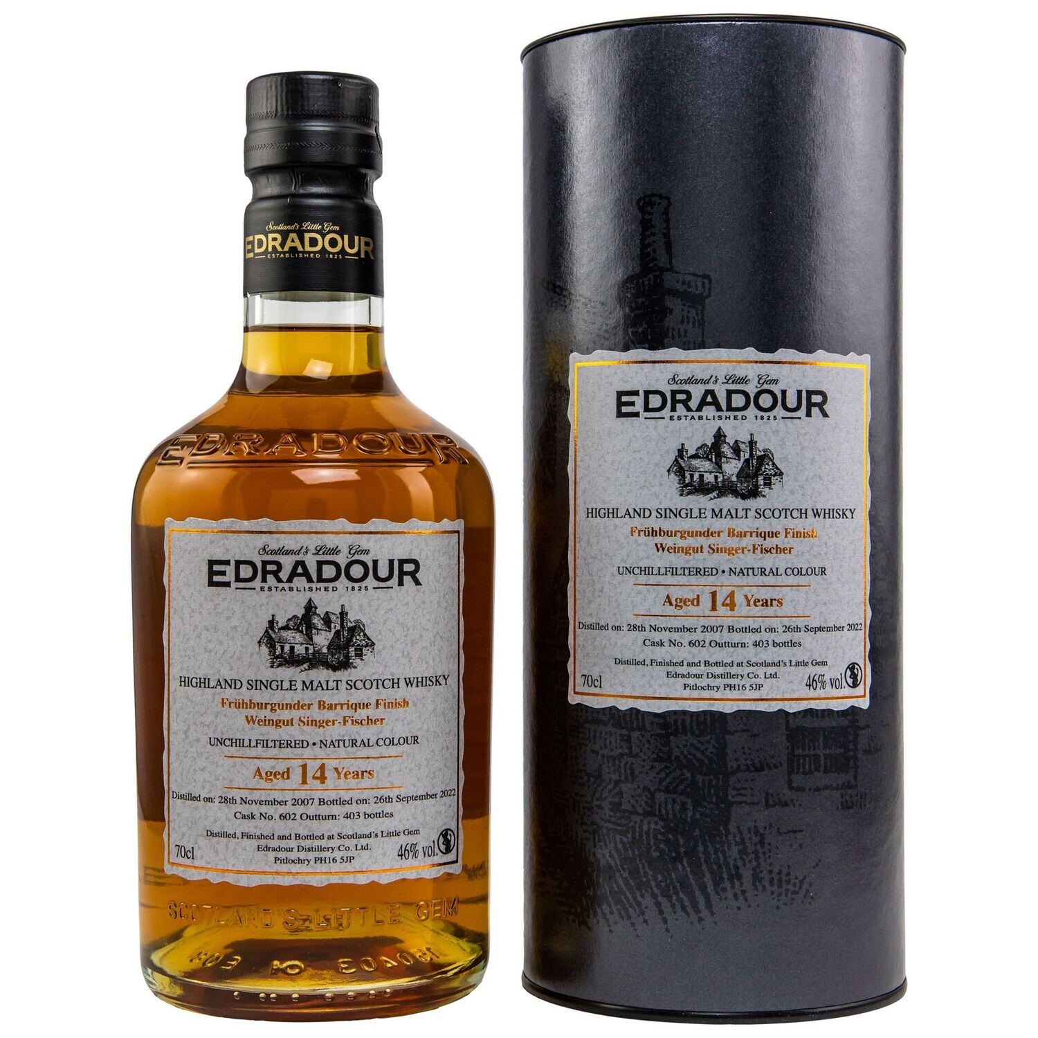 Edradour 2007/2022 – Singer-Fischer Frühburgunder #602
Highland Single Malt Scotch Whisky - 
14 Jahre - 46%