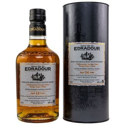 Edradour 2007/2022 – Singer-Fischer Frühburgunder #602
Highland Single Malt Scotch Whisky -
14 Jahre - 46%