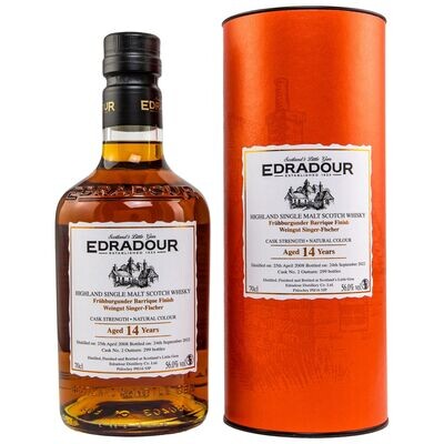 Edradour 2008/2022 – Singer-Fischer Frühburgunder #2
Highland Single Malt Scotch Whisky -
14 Jahre - 56%
