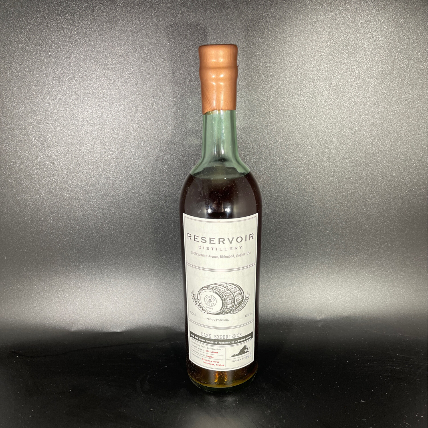 Reservoir Distillery - Cask Experience - Rye and Wheat Whiskey finished in Cognac Cask