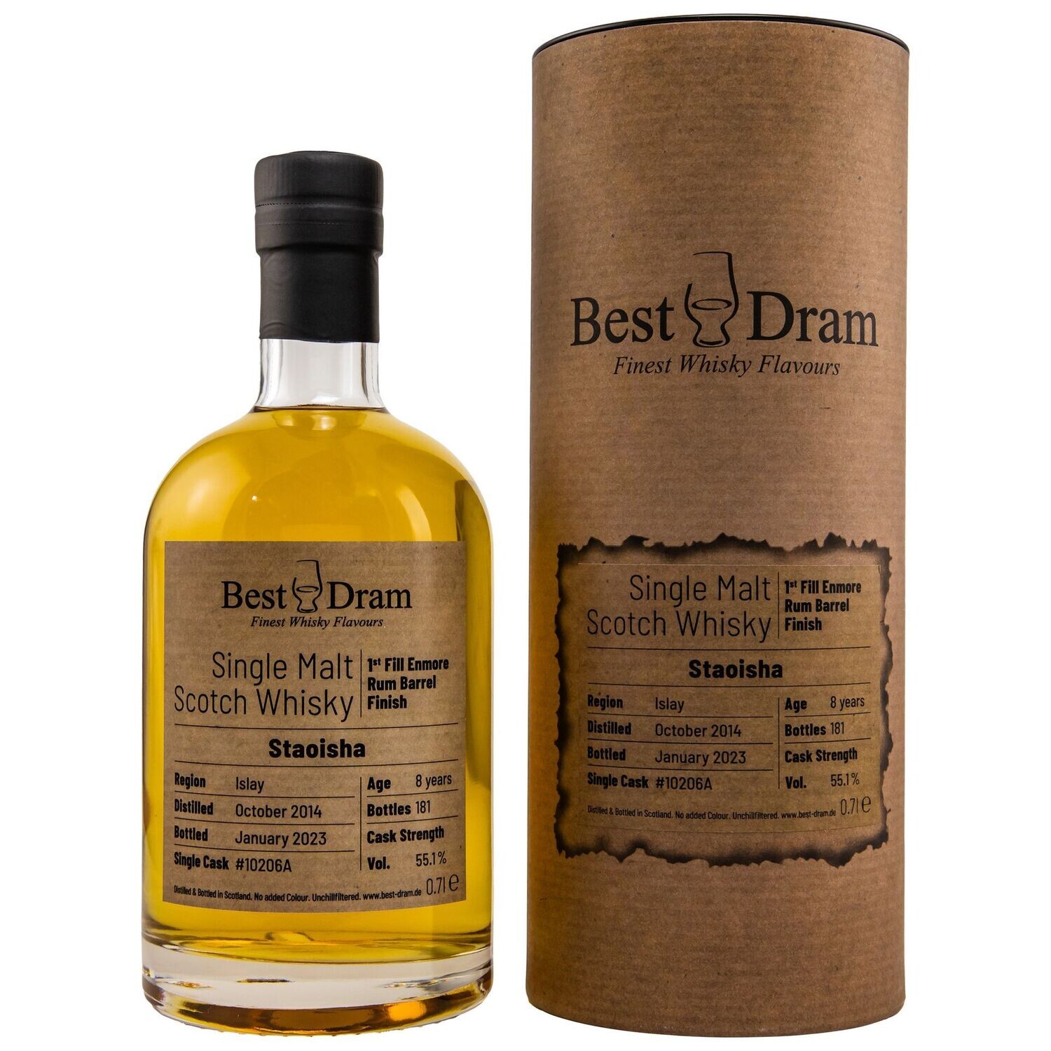 Bunnahabhain Staoisha 2014/2023 - 8 y.o. - 1st Fill Enmore Rum Barrel #10206A (Best Dram)