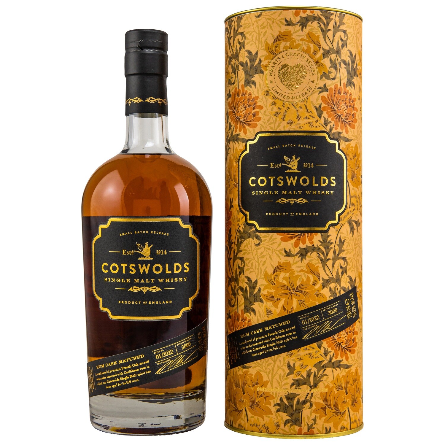 Cotswolds Hearts & Crafts No.3 Single Malt Whisky - Rum Cask Matured - 55,6%