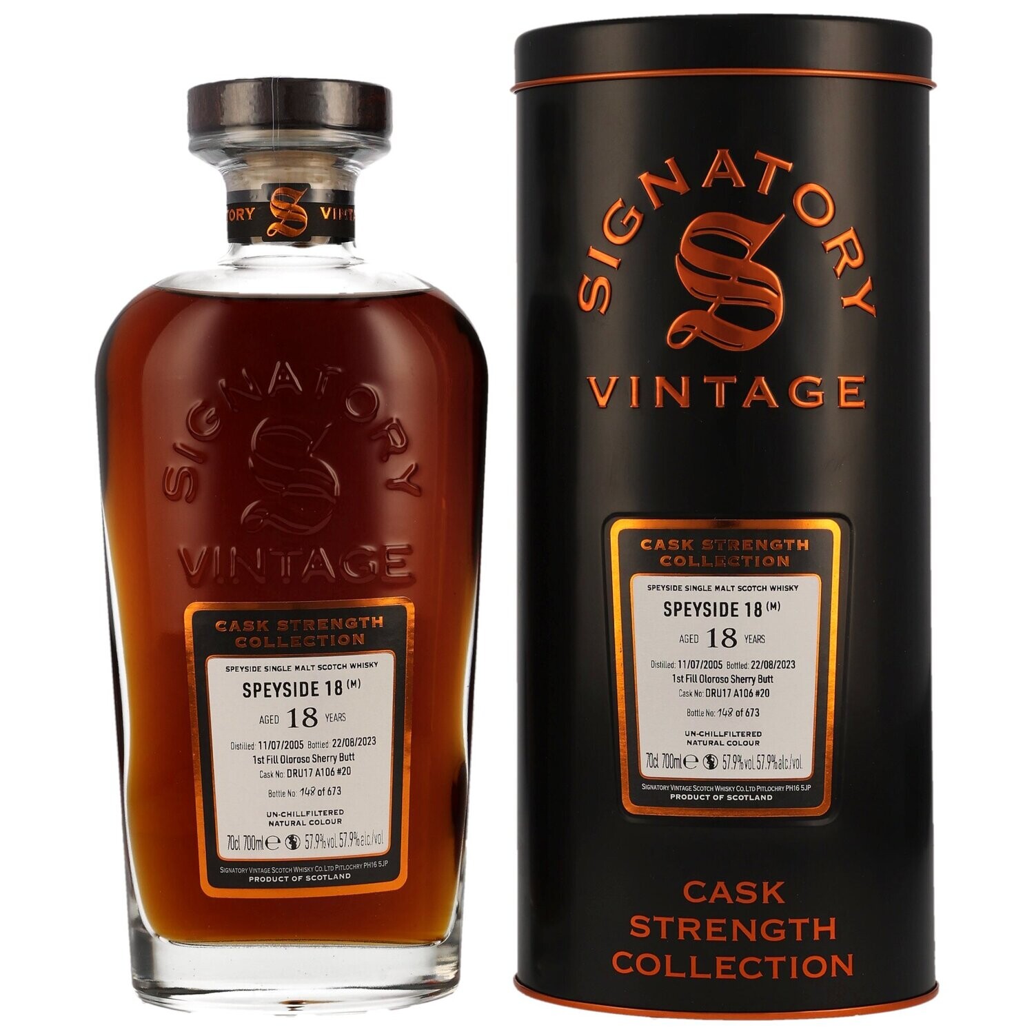 Speyside - 18 Jahre - 2005/2023 Sig CS - 1. Fill Sherry Butt DRU17/A106 #20 - 57,9%