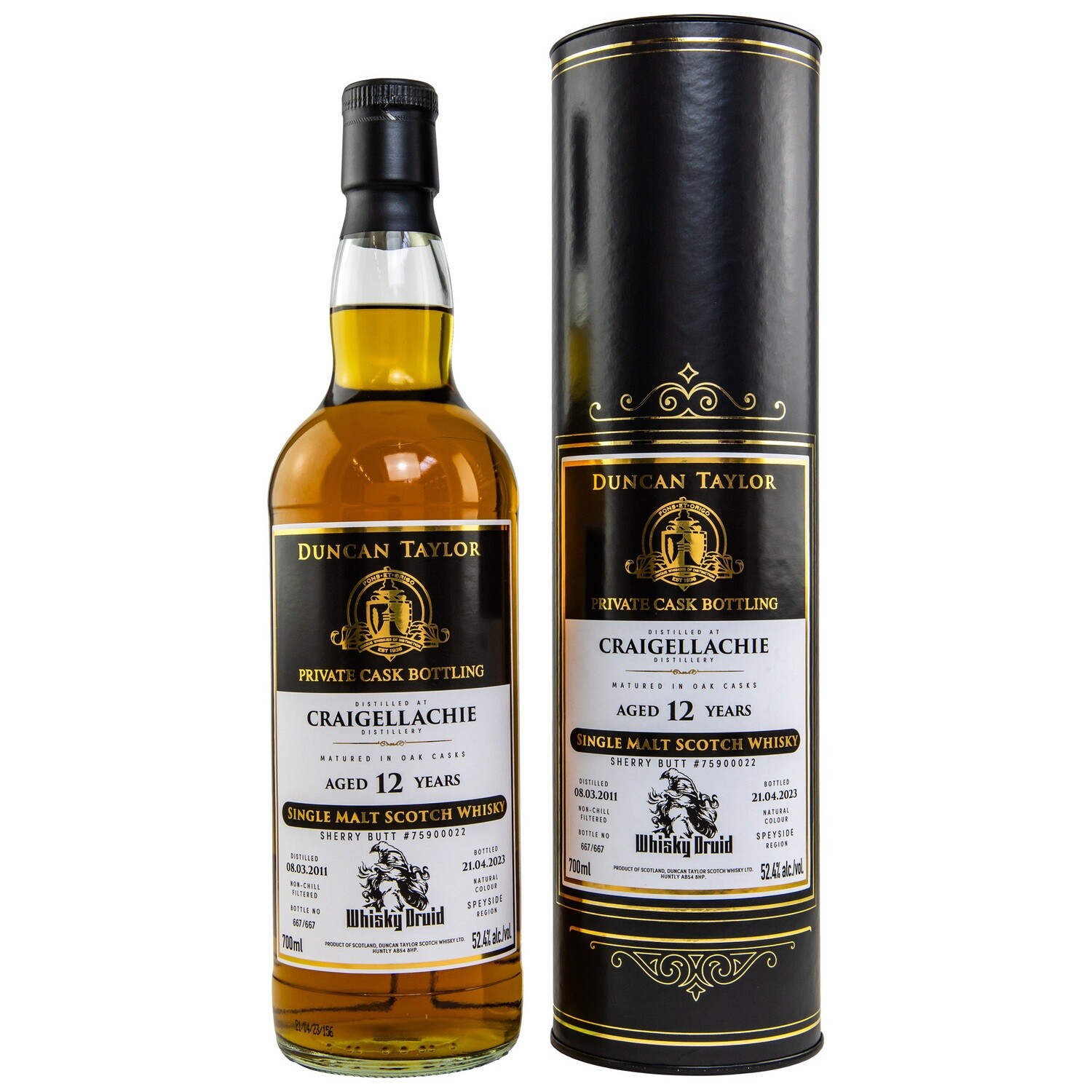 Craigellachie - 2011/2023 - 12 Jahre - Sherry Butt #75900022 - (Duncan Taylor) - Whisky Druid - 52,4%