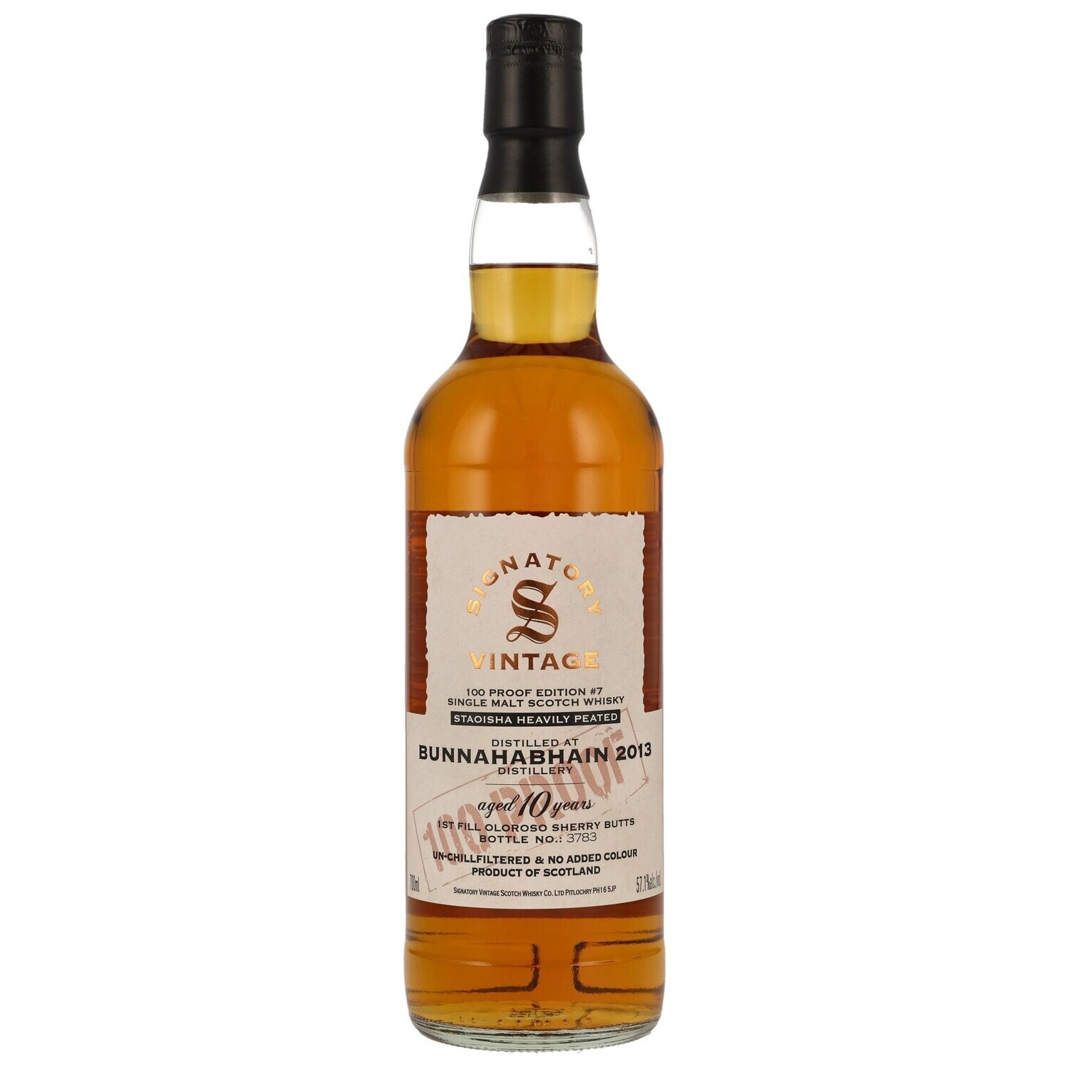 Bunnahabhain Staoisha - 10 Jahre - 2013/2023 - Signatory 100% Proof 57,1% #7