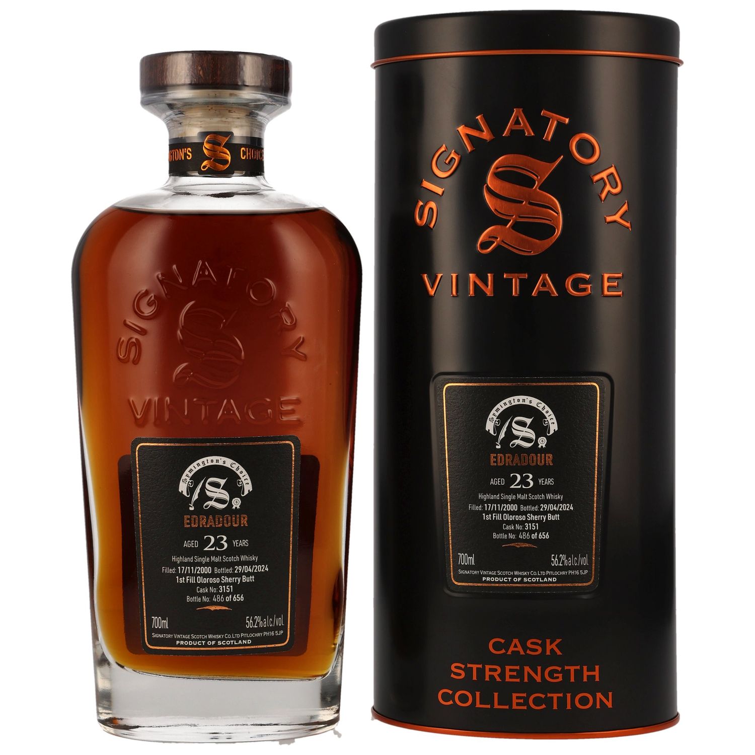 Edradour  2000/2024 - 23 Jahre - 1st Fill Oloroso Sherry Butt #3151 Symingtons Choice - 56,2%