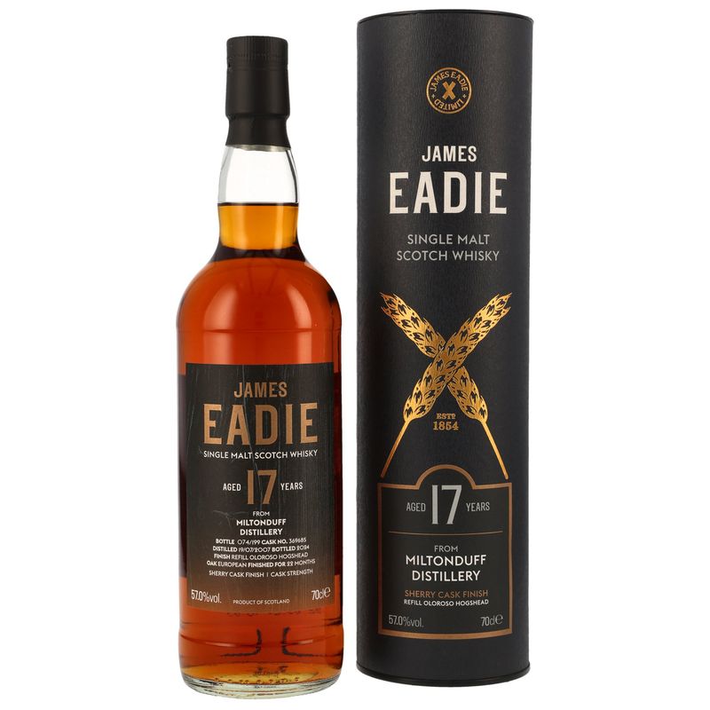 Miltonduff 2007/2024 - 17 Jahre - Refill Oloroso Hogshead Finish #369685 - James Eadie - 57% Miltonduff 2007/2024 - 17 Jahre - Refill Oloroso Hogshead Finish #369685 - James Eadie - 57%