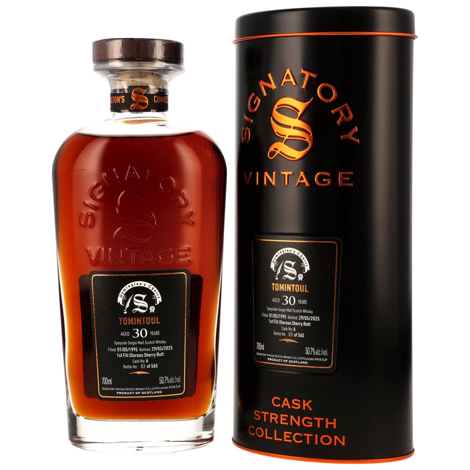 Tomintoul - 1995/2025 - 30 Jahre - 1st Fill Oloroso Sherry Butt #6 - Signatory Symingtons Choice - 50,7%