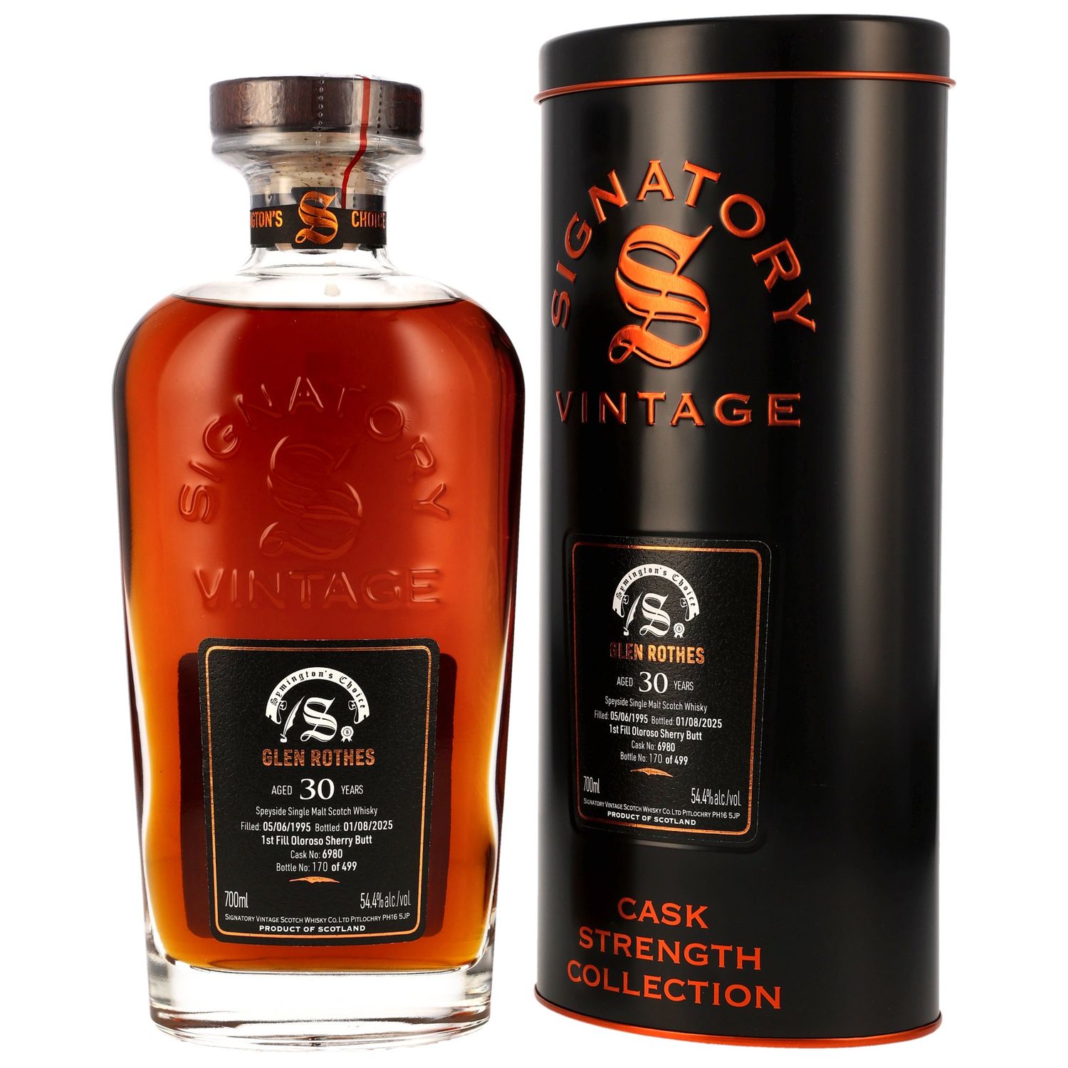 Glenrothes - 1995/2025 - 30 Jahre - 1st Fill Oloroso Sherry Butt #6980 - Signatory Symingtons Choice - 54,4%