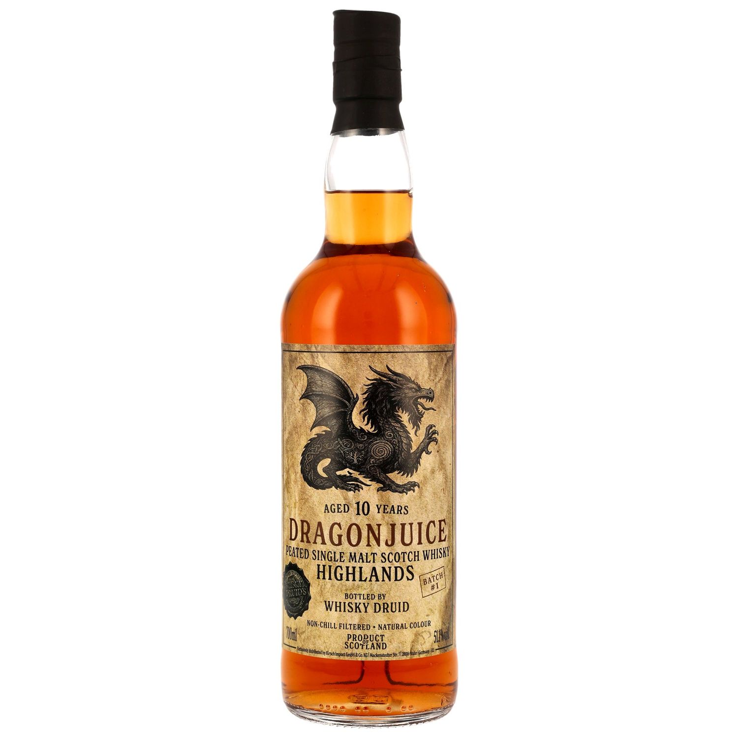 Dragonjuice 10 Jahre - Highlands - Peated Single Malt Whisky - Batch #1 - Whisky Druid - 51,1%
