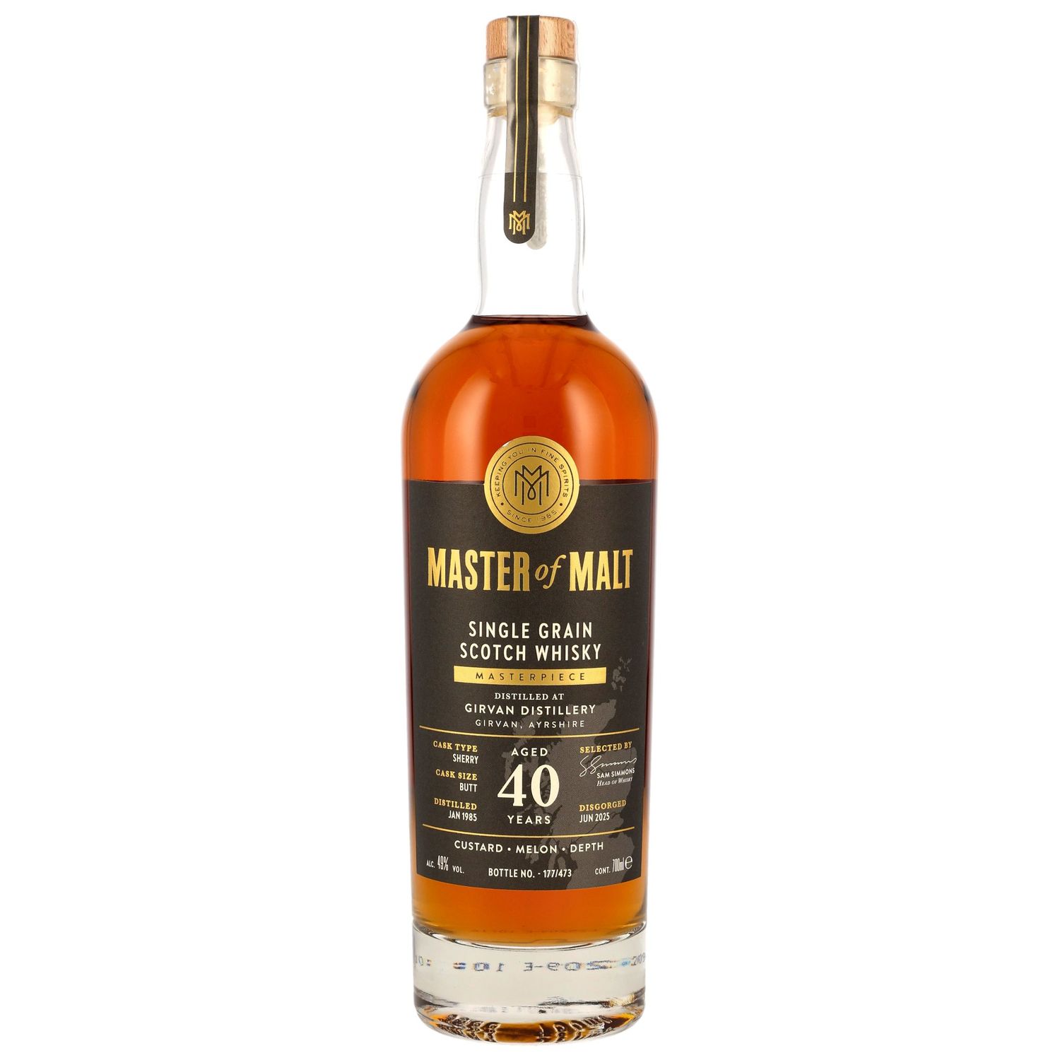 Girvan - 1985/2025 - 40 Jahre - Sherry Butt - Master of Malt - 49% Girvan - 1985/2025 - 40 Jahre - Sherry Butt - Master of Malt - 49%