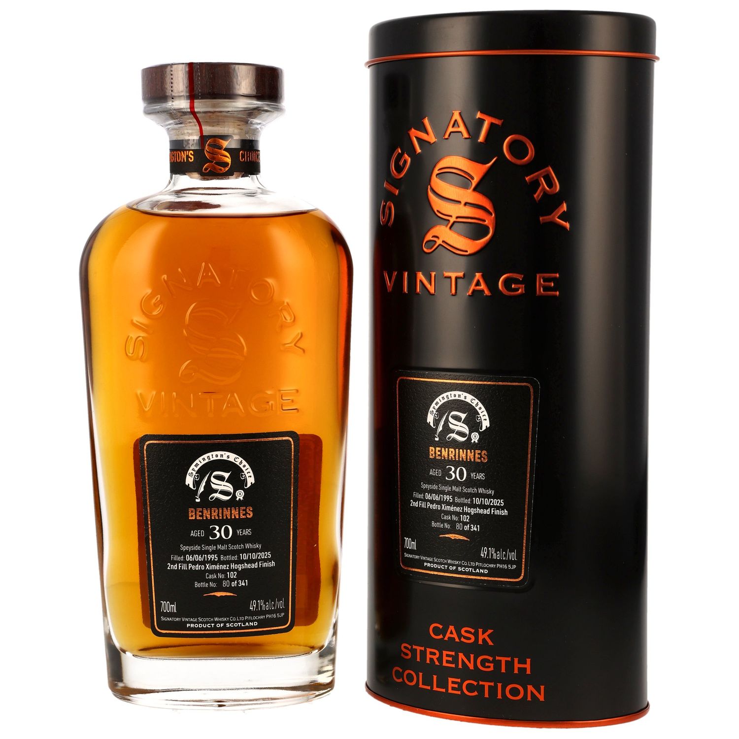 Benrinnes 1995/2025 - 30 Jahre - 2nd Fill PX Cask Finish #102 - Signatory Symingtons Choice - 49,1%
