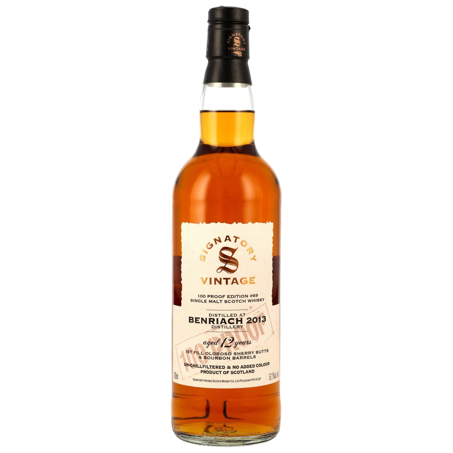 Benriach - 12 Jahre - 100% Proof 57,1% - 1. Fill Oloroso & Borubon Barrels #69