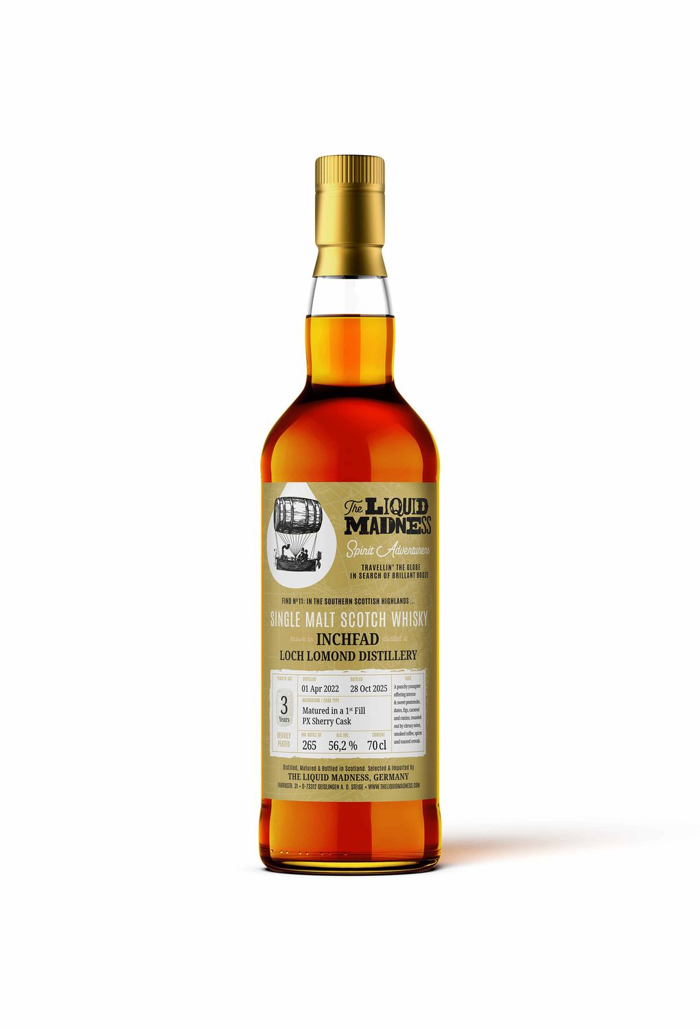 Inchfad - 3 Jahre - 1. Fill Px - 56,2% - Caskhound - Liquid Madness