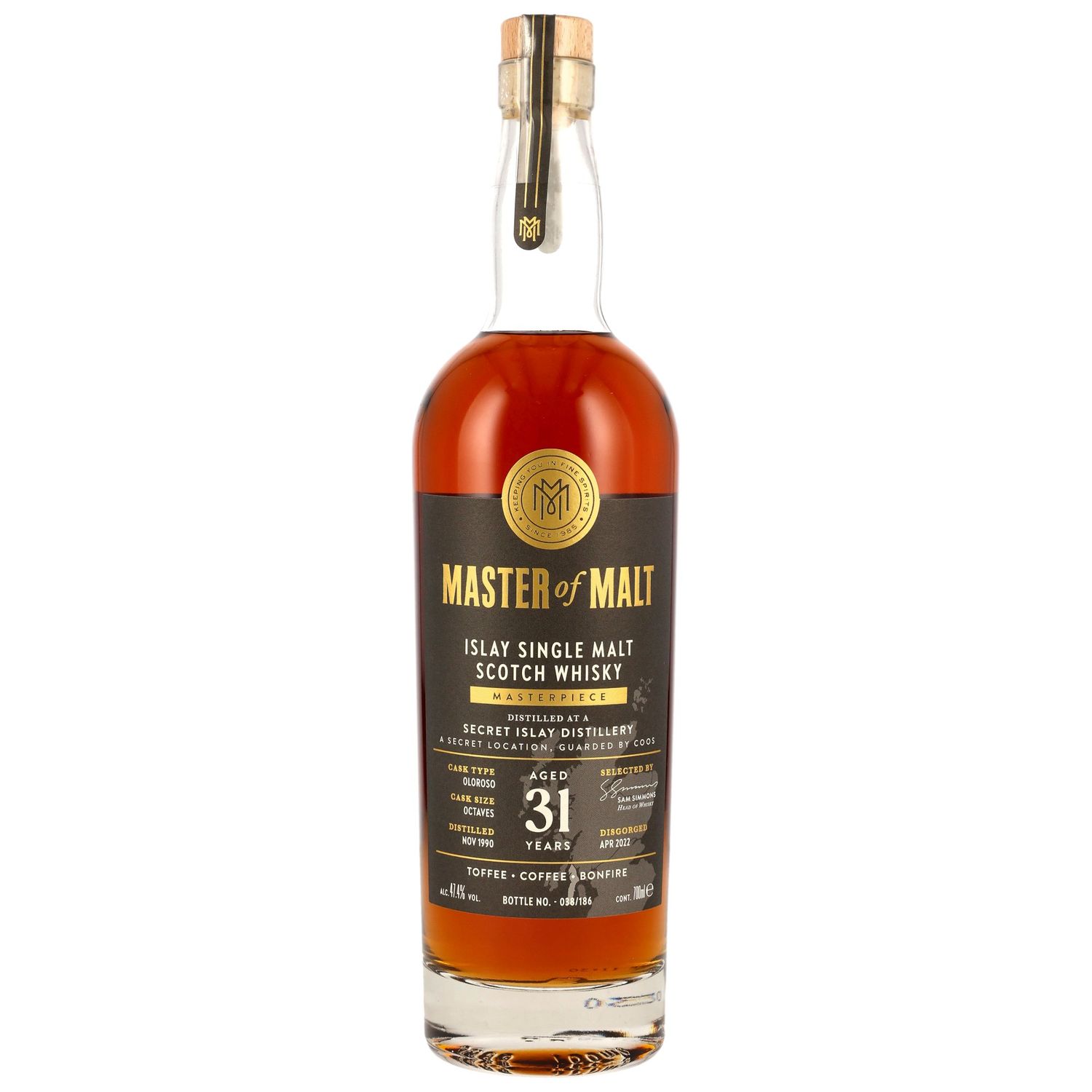 Secret Islay Distillery 1990/2022 - 31 y.o. - Oloroso Sherry Octaves - Master of Malt - 47,4%