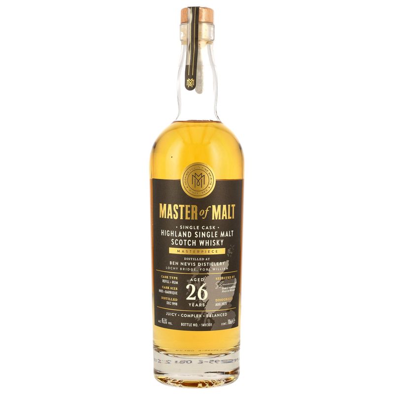 Ben Nevis - 1998/2025 - 26 Jahre - Refill Hogshead & Rum Barrique - Master of Malt - 45,5%