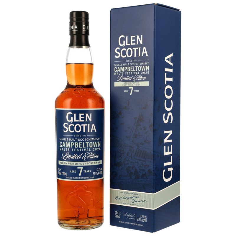 Glen Scotia Festival Edition 2026 · 7 Jahre Medium Peated Ruby Port Finish · Limited Edition · 53,9 % Vol.