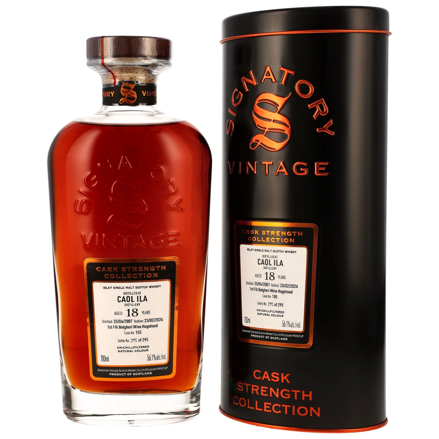 Caol Ila - 2007/2026 - 18 Jahre - 1st Fill Bolgheri Wine Cask #105 - Sig CS - 56,1%