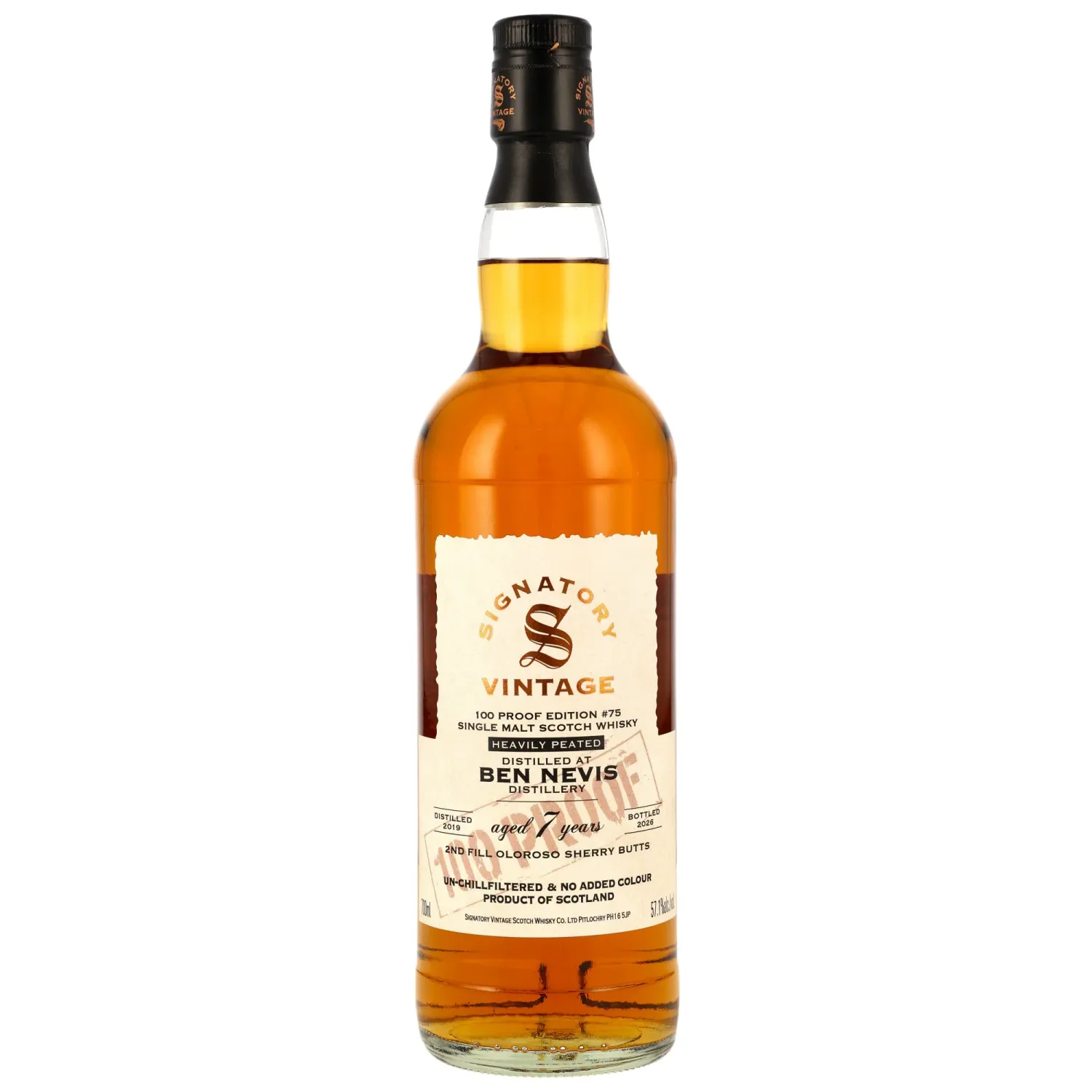 Ben Nevis 2019/2026 - 7 Jahre - 2nd Fill Oloroso Sherry Butts - Signatory 100 PROOF Edition #75 - 57,1% Ben Nevis 2019/2026 - 7 Jahre - 2nd Fill Oloroso Sherry Butts - Signatory 100 PROOF Edition #75 - 57,1%