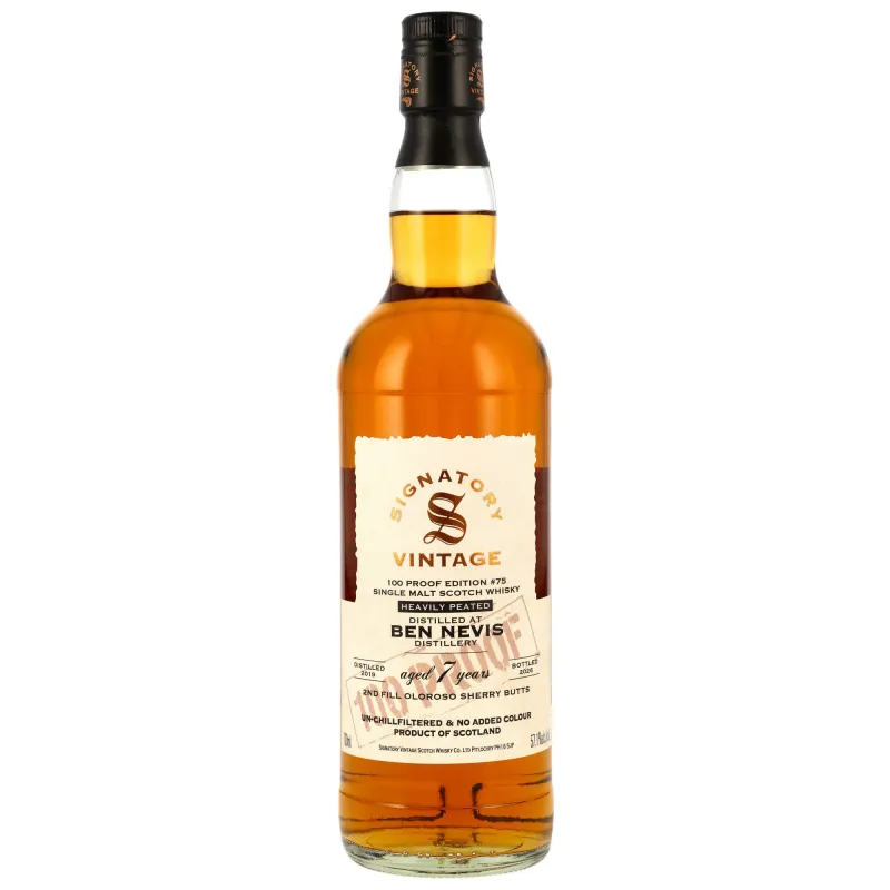 Ben Nevis 2019/2026 - 7 Jahre - 2nd Fill Oloroso Sherry Butts - Signatory 100 PROOF Edition #75 - 57,1% Ben Nevis 2019/2026 - 7 Jahre - 2nd Fill Oloroso Sherry Butts - Signatory 100 PROOF Edition #75 - 57,1%