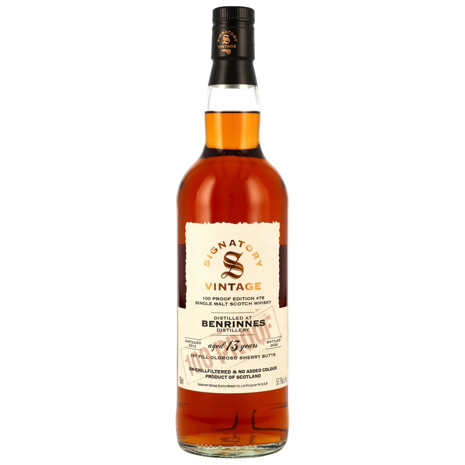 Benrinnes - 2012/2026 - 13 Jahre - 1st Fill Oloroso Sherry Butts - Signatory 100 PROOF Edition #78 - 57,1% Benrinnes - 2012/2026 - 13 Jahre - 1st Fill Oloroso Sherry Butts - Signatory 100 PROOF Edition #78 - 57,1%