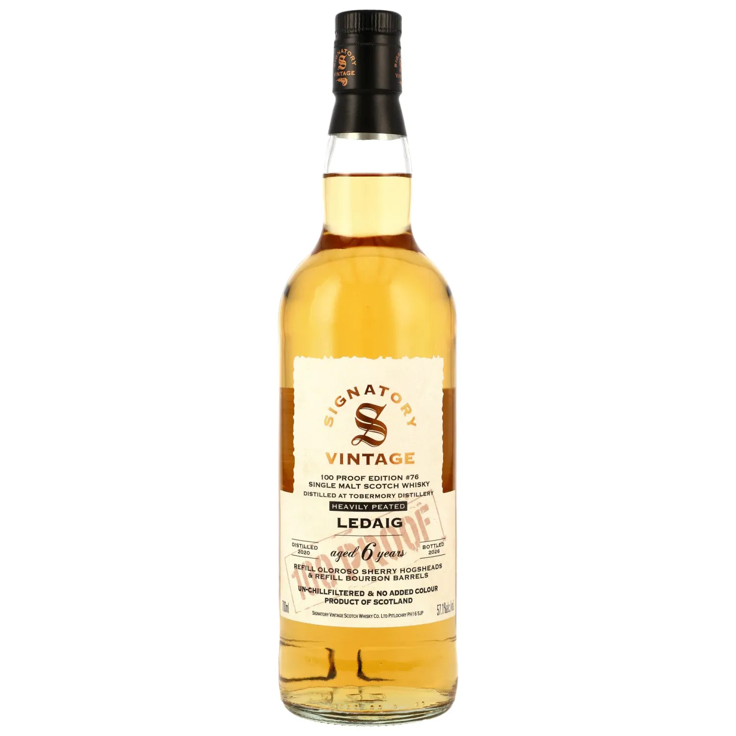 Ledaig - 2020/2026 - 6 Jahre - Refill Oloroso Sherry & Bourbon Casks - Signatory 100 PROOF Edition #76 - 57,1% Ledaig - 2020/2026 - 6 Jahre - Refill Oloroso Sherry & Bourbon Casks - Signatory 100 PROOF Edition #76 - 57,1%