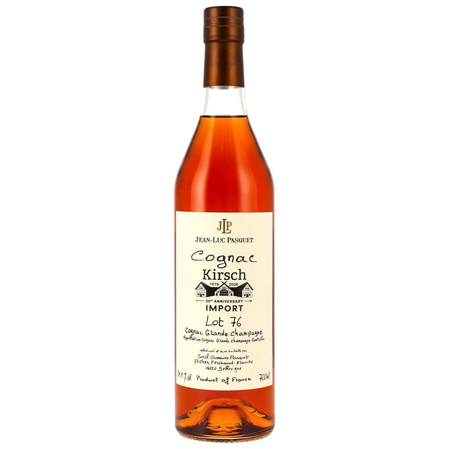 Jean Luc Pasquet Cognac Lot 76 - 50th Anniversary Kirsch Import - 51,1% Jean Luc Pasquet Cognac Lot 76 - 50th Anniversary Kirsch Import - 51,1%