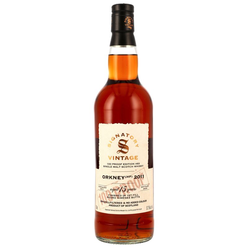 Orkney (HP) - 2011/2026 - 15 Jahre - Signatory 100 PROOF Edition #83 - 57,1% - Finish in First Fill Pedro Ximénez Butts Orkney (HP) - 2011/2026 - 15 Jahre - Signatory 100 PROOF Edition #83 - 57,1% - Finish in First Fill Pedro Ximénez Butts