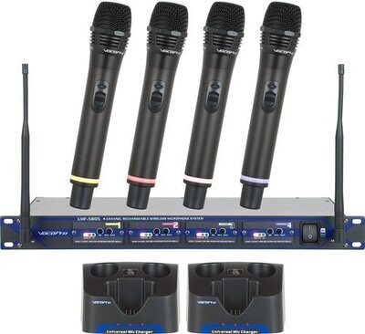 Vocopro UHF-5805 Professional Rechargeable 4 Channel UHF Wireless Microphone System