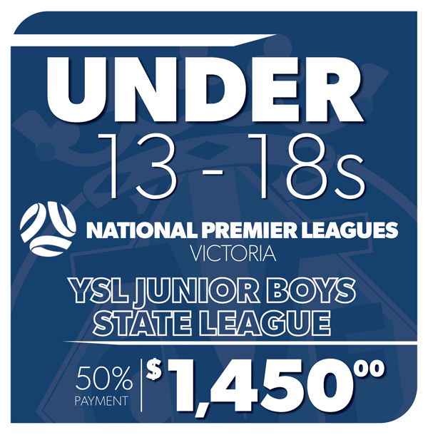 U13 – U18 YSL Junior Boys  - STATE LEAGUE- REGISTRATION 2026 - 50% Payment