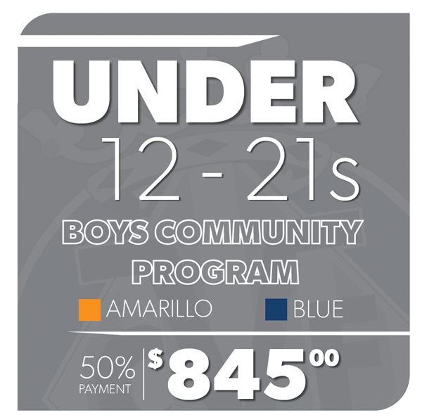 U12 - U21 Boys Community Program  (Amarillo and Blue) - REGISTRATION 2026 - 50% Payment