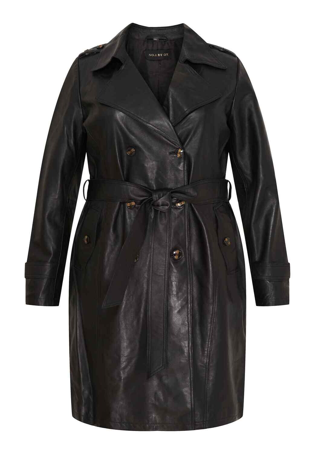 NO.1 by OX leder trenccoat zwart 11258, Size: 46