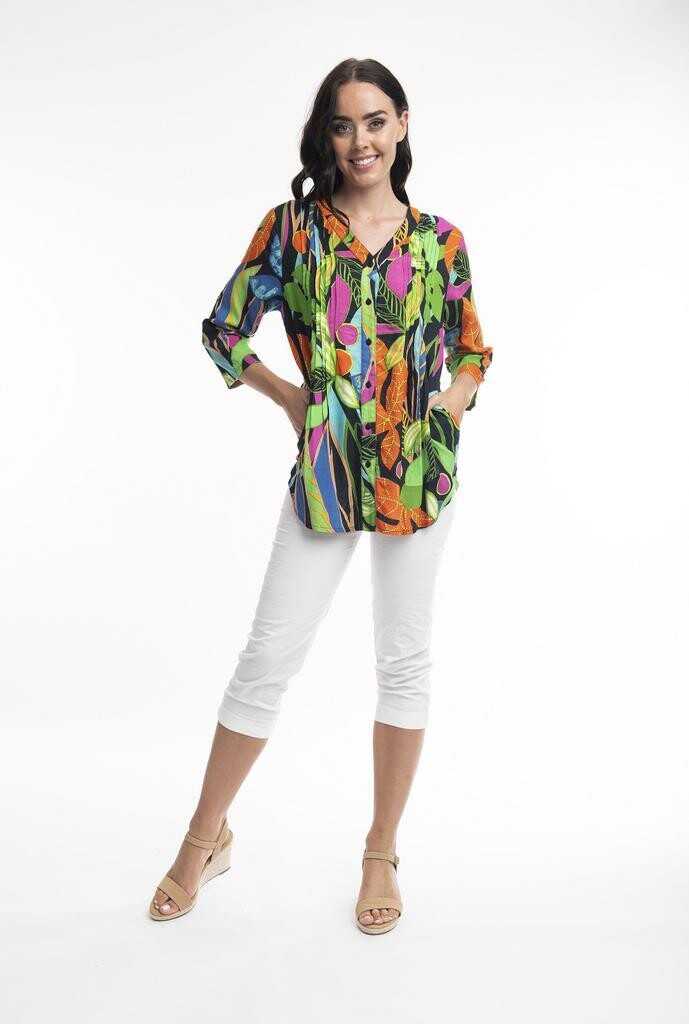 Orientique top print 9227pleated