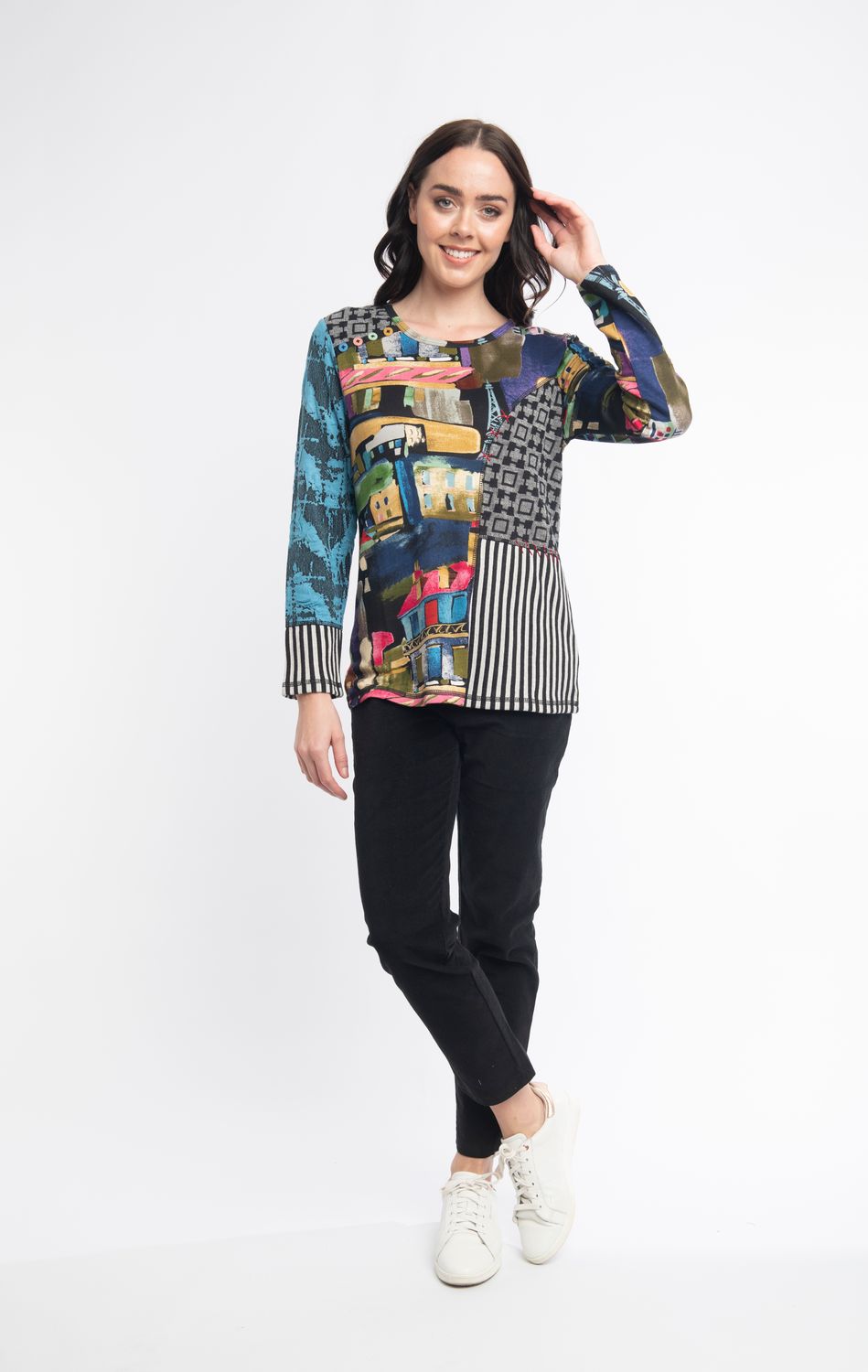 Orientique shirt print 22941butterfly