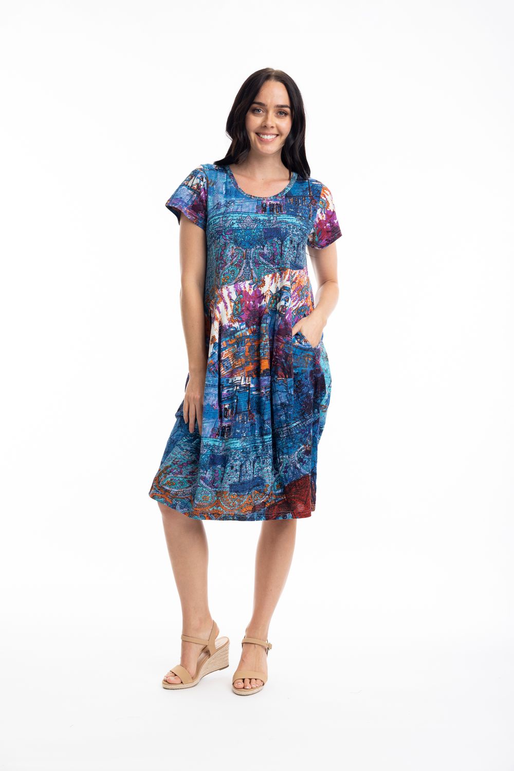 Orientique Dress Bubble blauw 20055